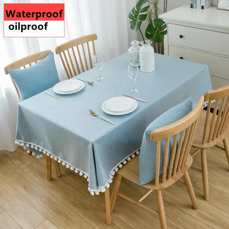 

Высококачественная скатерть, белая большая кисточка с шариками, водонепроницаемая маслонепроницаемая скатерть для отеля, свадьбы, столово...