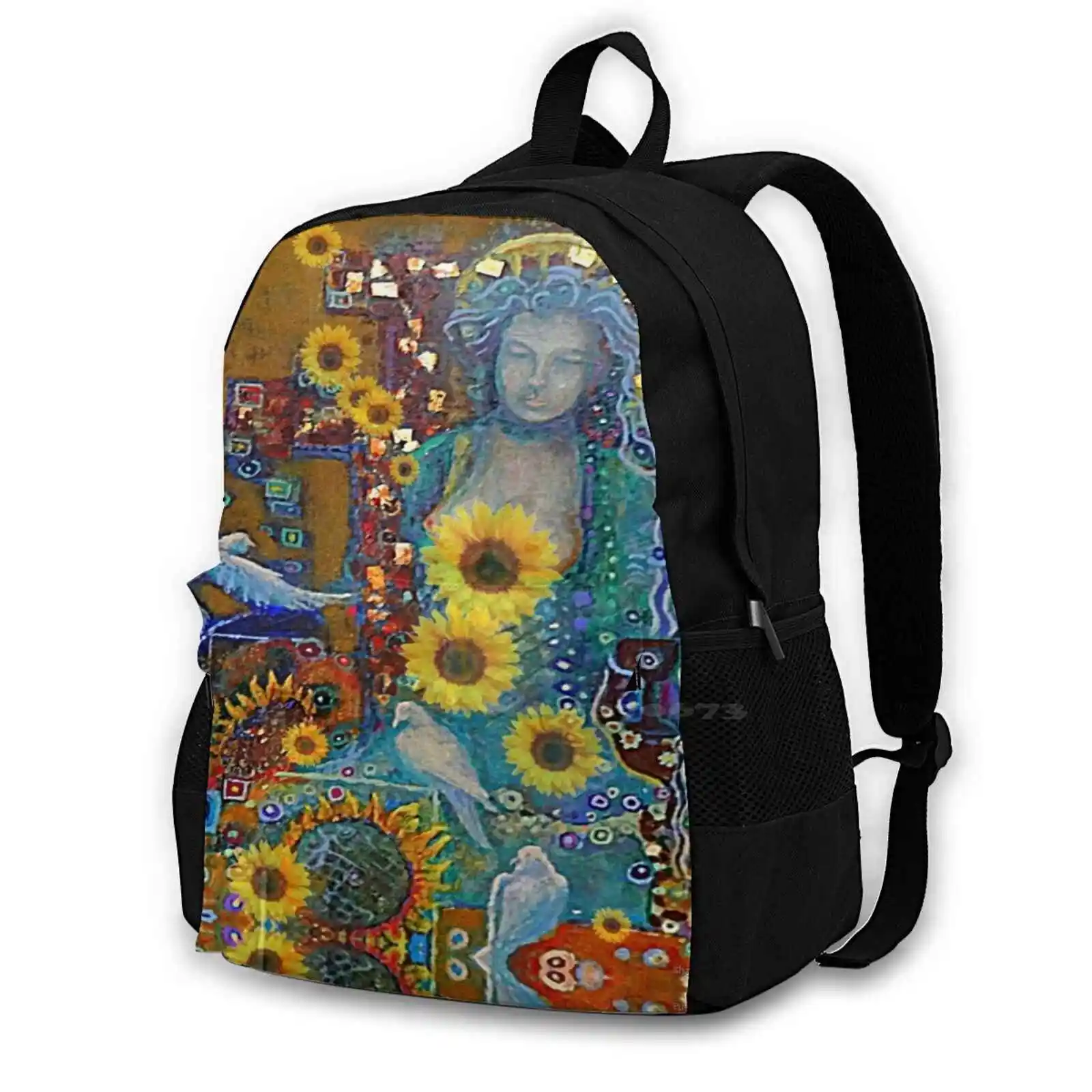 

Art Nouveau Blue Sunflowers Painting School Bags For Teenage Girls Laptop Travel Bags Art Nouveau Blue Sunflowers Painting From