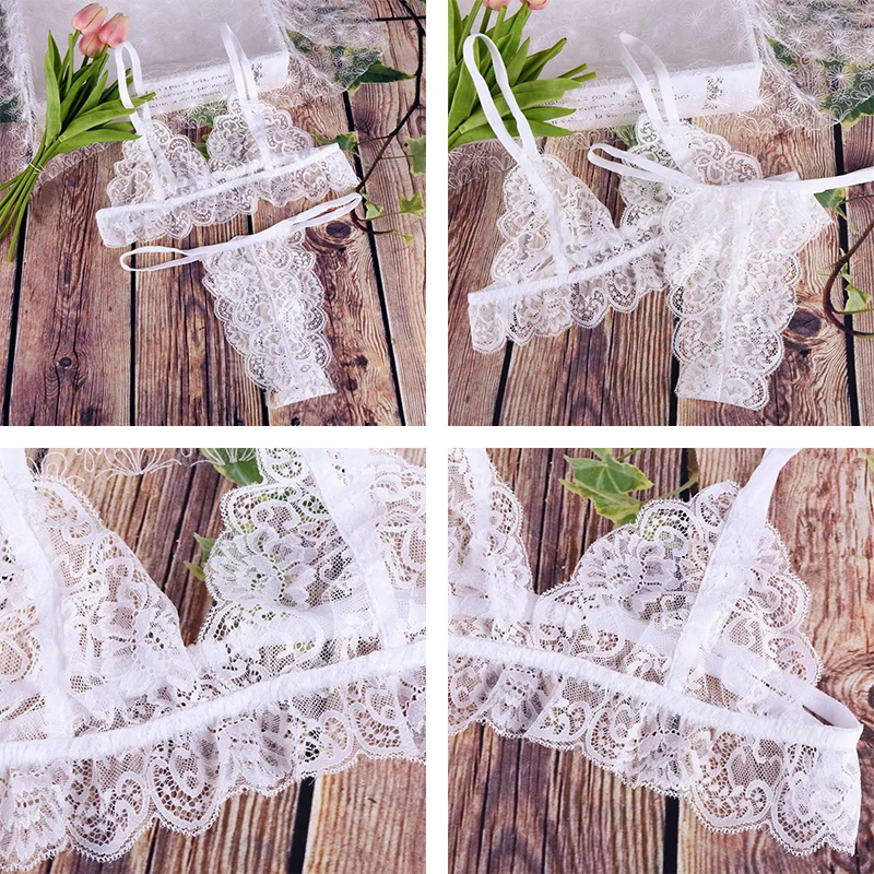 

Sexy Lingerie Set Women Transparent Lace Babydoll Open Bra Set Floral Purple G-String Underwear Set Nightwear Bra And Panty Sets