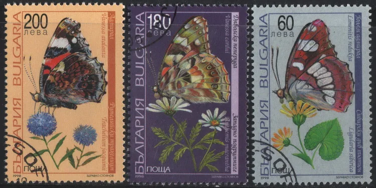 

3 шт./компл. почтовые штампы Болгарии 1998, использованные почтовые штампы с маркировкой «бабочки» для коллекционирования