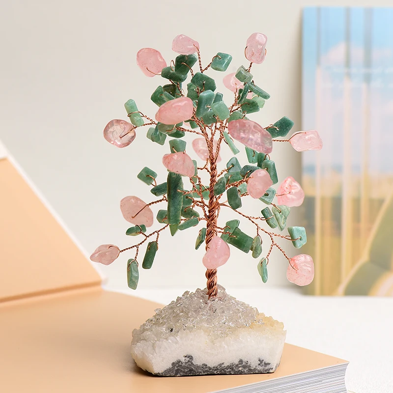 

Natural Crystal Rose Quartz FENG SHUI Tree Of Life Rock Mineral Reiki Healing Decor Home Mineral Crystal Nature Decoration Gifts