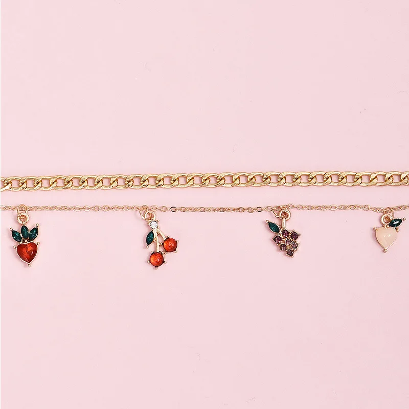 2 шт./компл. милый золотой цвет кристалл яблоко клубника вишня виноград фруктовые