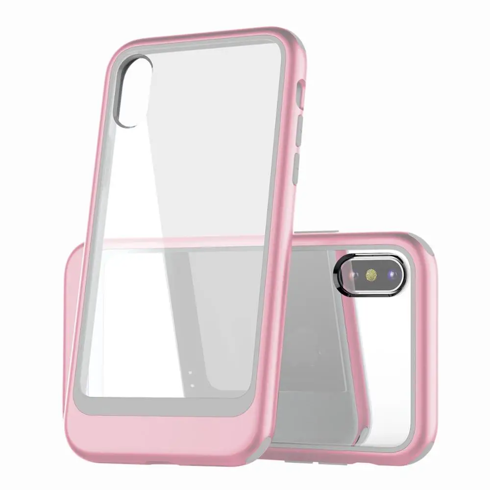 Pink Чехол для iPhone XS Max XR XS X 7 8 Plus, хит цвета, 2 в 1, комбинированный прозрачный акриловый защитный чехол, защитный чехол для iPhone 11 Pro 11 Pro Max - Цвет: Pink