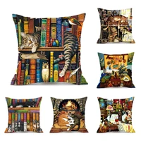 2022 new fashion modern cat cotton linen throw pillow case for sofa decorative pillowcase party home decor chair cushion cover