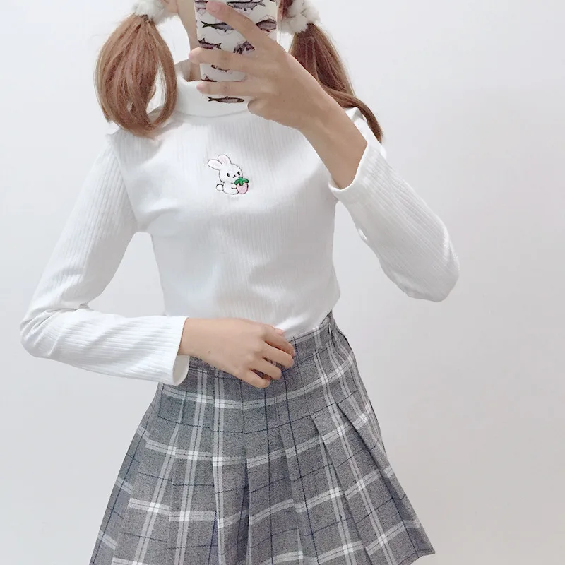 Новинка Осенний Повседневный женский свитер пуловер kawaii Bunny тянущийся Топ очень