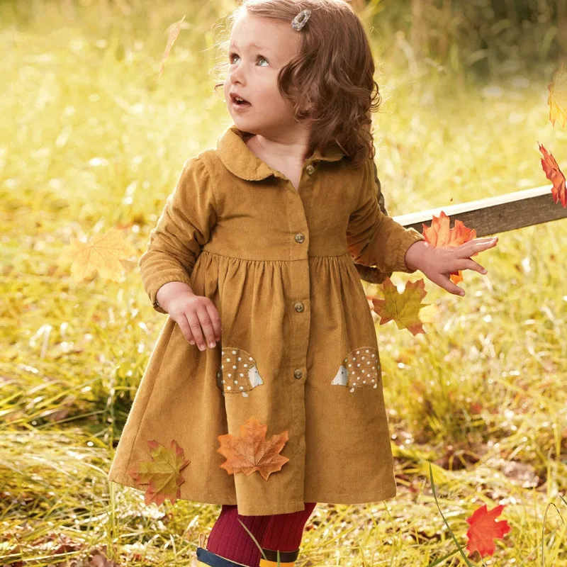 

Autumn Flower Girl Dresses Baby Corduroy Dress Uniform Kids Clothes Toddler Girls Winter Cute Warm Cotton Princess Dress 2T-7T