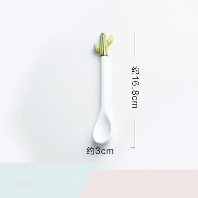 Long Spoon Green 1 1 шт., набор керамических ложек с милым КАКТУСОМ, ложка для кофе, молока, супа, фруктов, мороженого, десерта, чайных ложек, кухонные аксессуары, питьевые инструменты - Цвет: Long Spoon Green 1