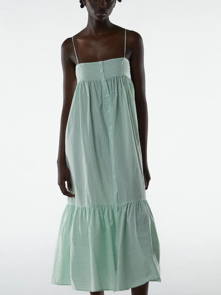 

ZA summer new style women's clothing sweet holiday style beach skirt striped mid-length dress