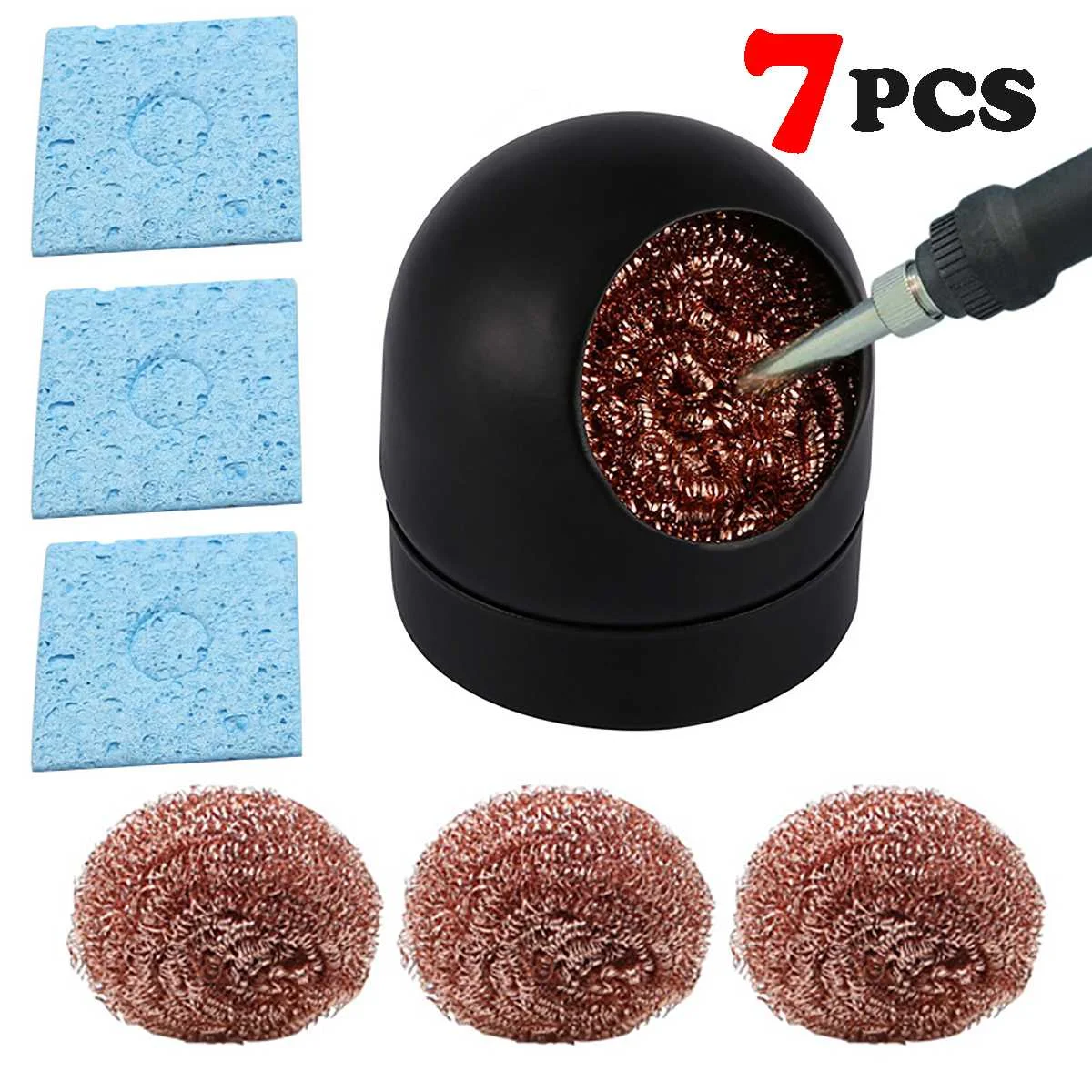 

Metal Wire With Stand Set Welding Desoldering Soldering Solder Iron Tip Dross Cleaner Cleaning Steel Ball Mesh Filter Tin Remove