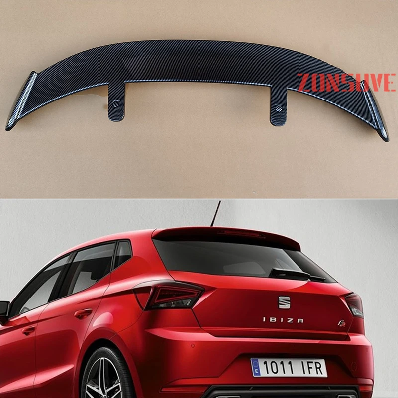 

Используется для 2018-2020 Seat Ibiza ABS пластик углеродное волокно вид хэтчбека Кровля крыши заднего крыла корпуса комплект аксессуаров