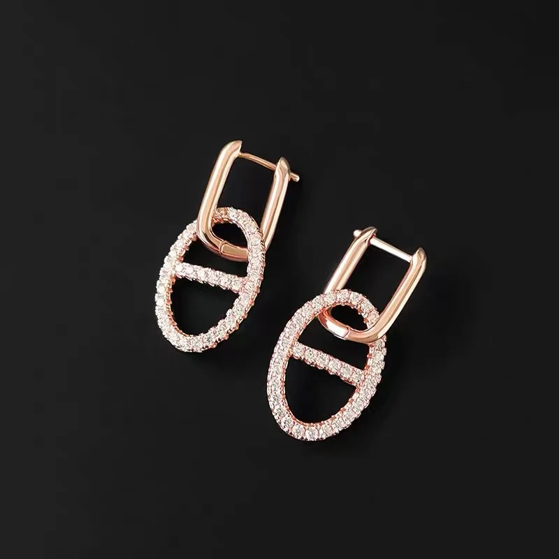 

New sailor rose gold earrings women's fashion design Bohemian style birthday gift sterling silver earrings