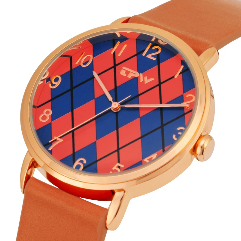 TPW женские часы модные коричневый ремешок геометрическая фигура арабские цифры