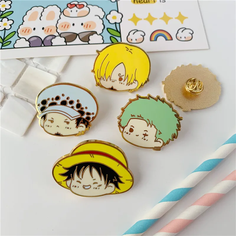 

Anime Luffy Zoro Sanji Law Enamel Lapel Pins Brooch Cartoon Cute Figure Badge Brooches Women Jewelry Christmas New Year Gift