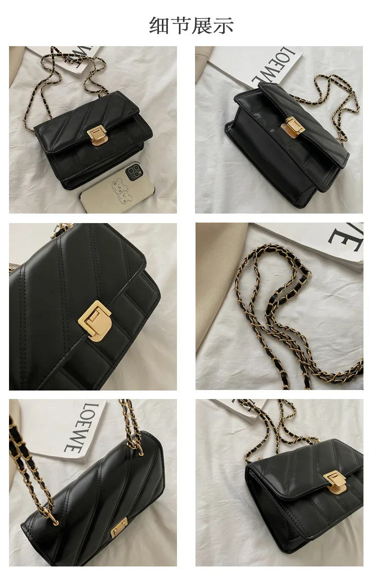 

2021 New Women's Fashion Advanced Sense Famous Design Chain Small Square Bag Single Shoulder Bag Messenger Crossbody Bag