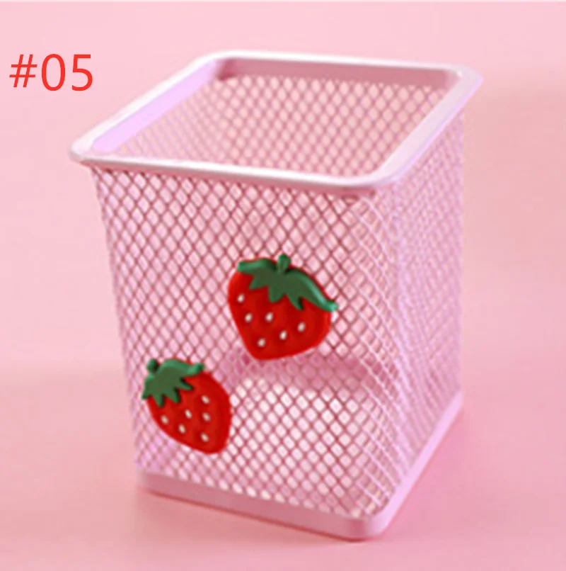 

NEW 1pc Pink Metal Pen Holder Office Organizer Cosmetic Square Pencil Pen Stand Holders Stationery Container Office School