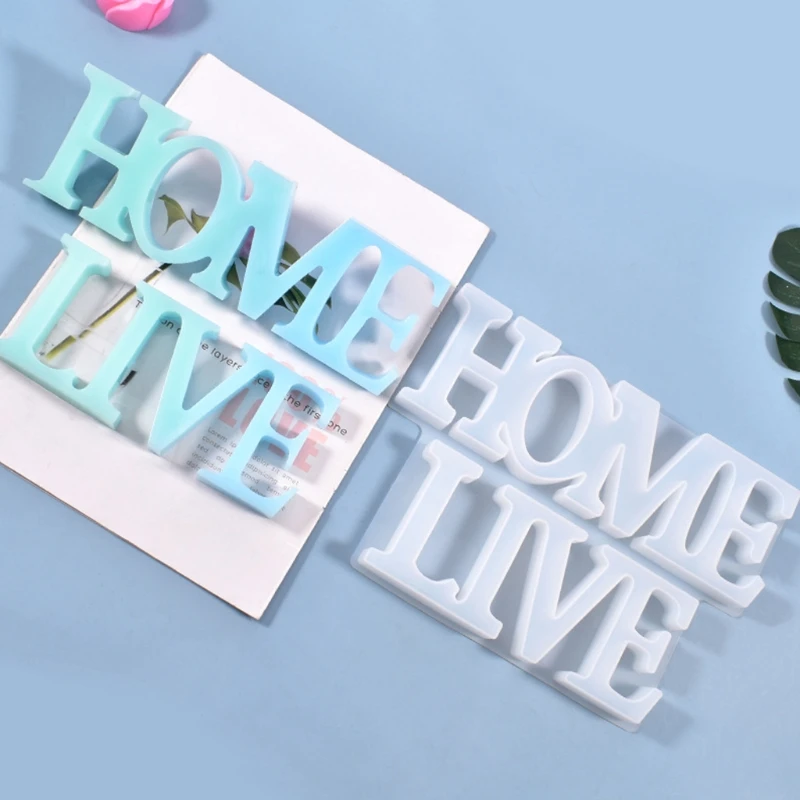 

Crystal Epoxy Resin Mold English Words LIVE HOME Listed Pendant Silicone Mould