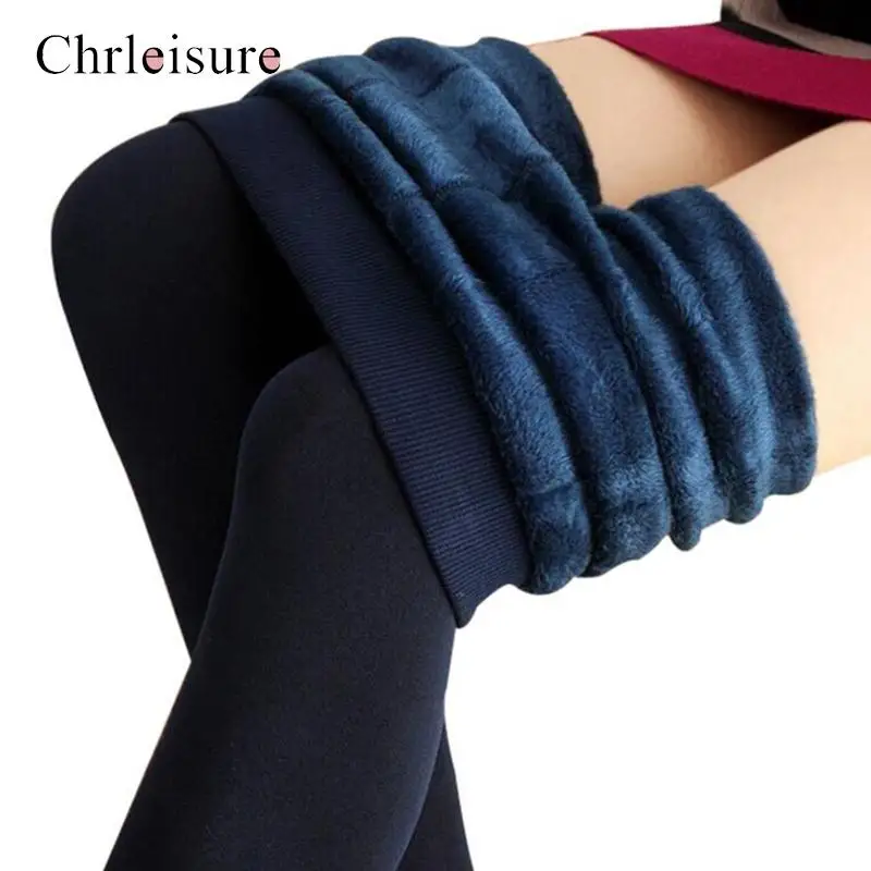 

CHRLEISURE Leggings Women Winter Velvet Leggins Thick Warm High Waist Elastic Push Up Skinny Solid Super Legging