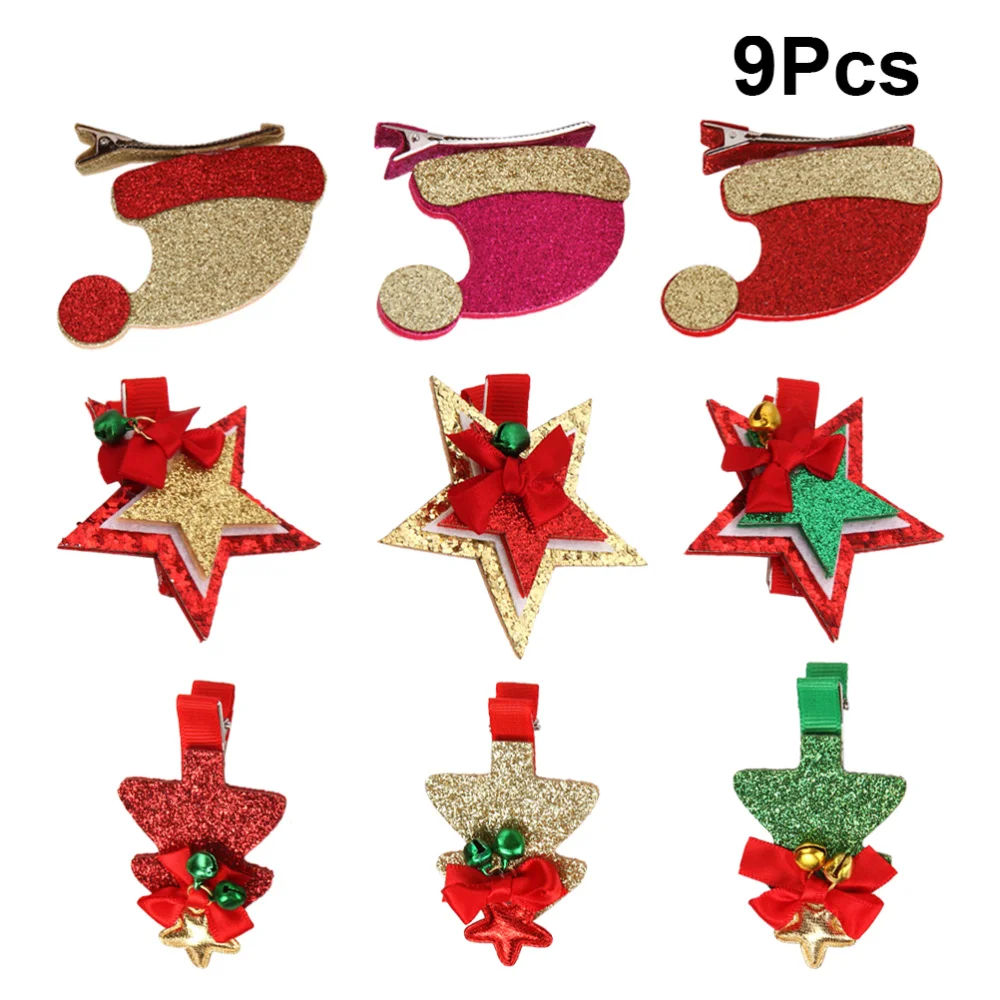 

6Pcs Snowman Bells Elk Shape Hair Clips Kids Hair Sequin Barrette Adorable Headdress Hair Accessories (Random Style)