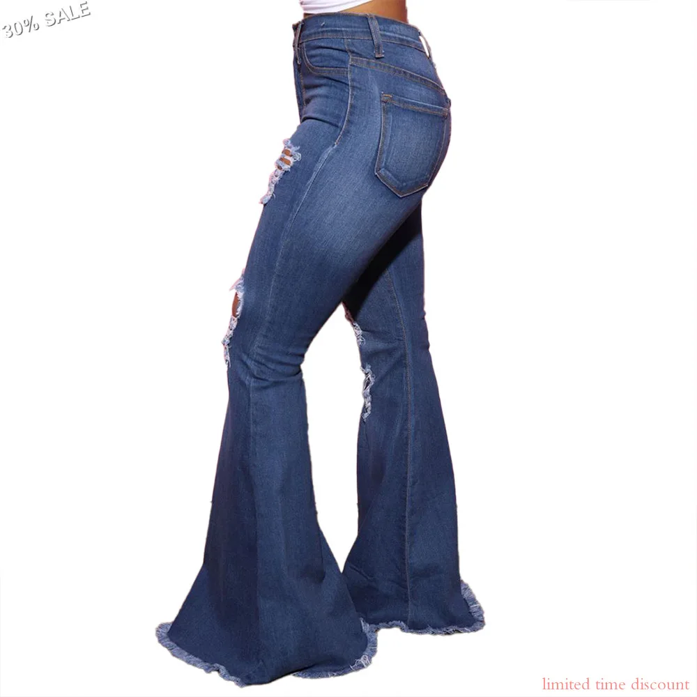 Long Flower Jeans Pants with Holes High Waist Cut Out Ladies Denim Trousers Fashion Sexy Hole Style | Женская одежда