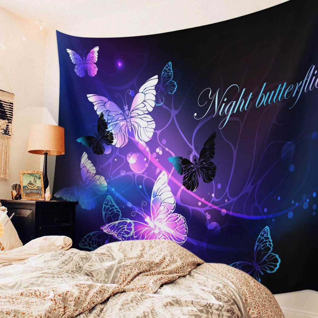 Настенный Гобелен для спальни фиолетовый гобелен с изображением бабочек Коврик