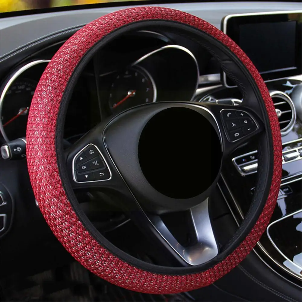 

Universal 38CM 1Pcs Ice Silk Steering Wheel Cover Wear-resistant Gear Cover Handbrake Interior Anti-slip Car Accessories S6H9