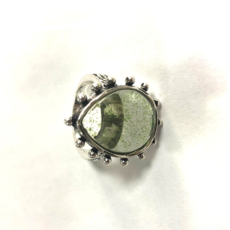 

Vintage Clear Water Drop Resin Stone Rings Tribal Green Crystals Retro Party Engagement Rings Jewelry Z4M556