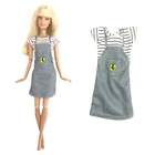 Платье для куклы NK, 1 шт., серая юбка, рубашка, модный стиль, узор, красивая Повседневная Одежда для куклы Барби, аксессуары для девочек