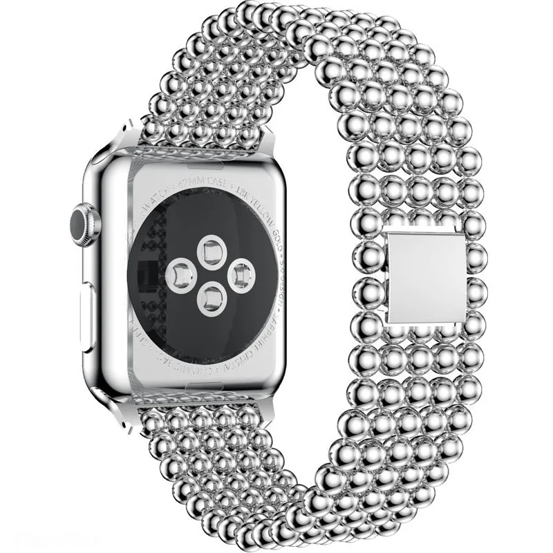 Ремешок для часов Apple Watch 5/4, 38 мм, 40 мм, 42 мм, 44 мм, модный ремешок из нержавеющей стали с бусинами для Iwatch 5, 4, 3, браслет
