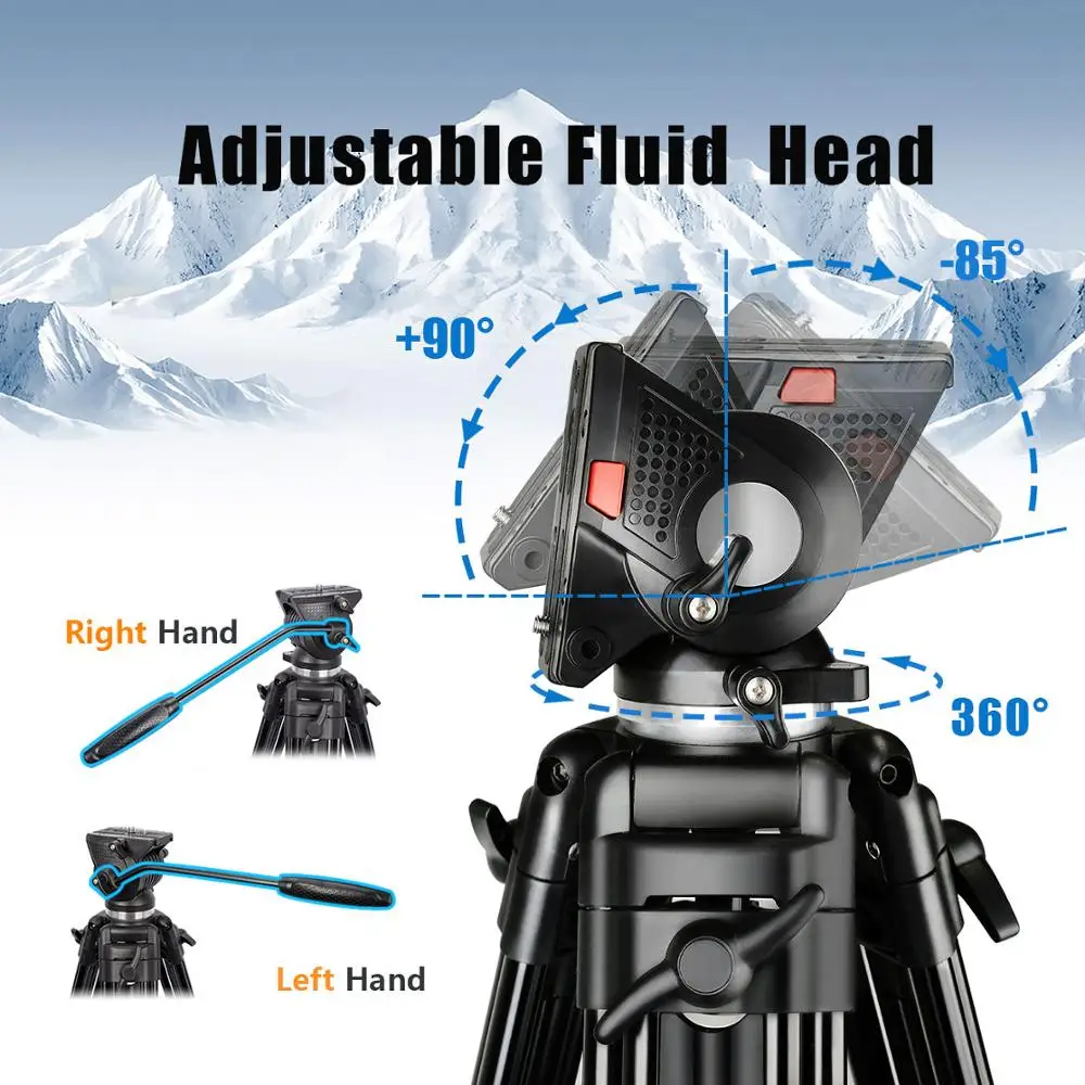 Профессиональный штатив для видеокамер алюминиевый Трипод 75 дюймов с жидкостной