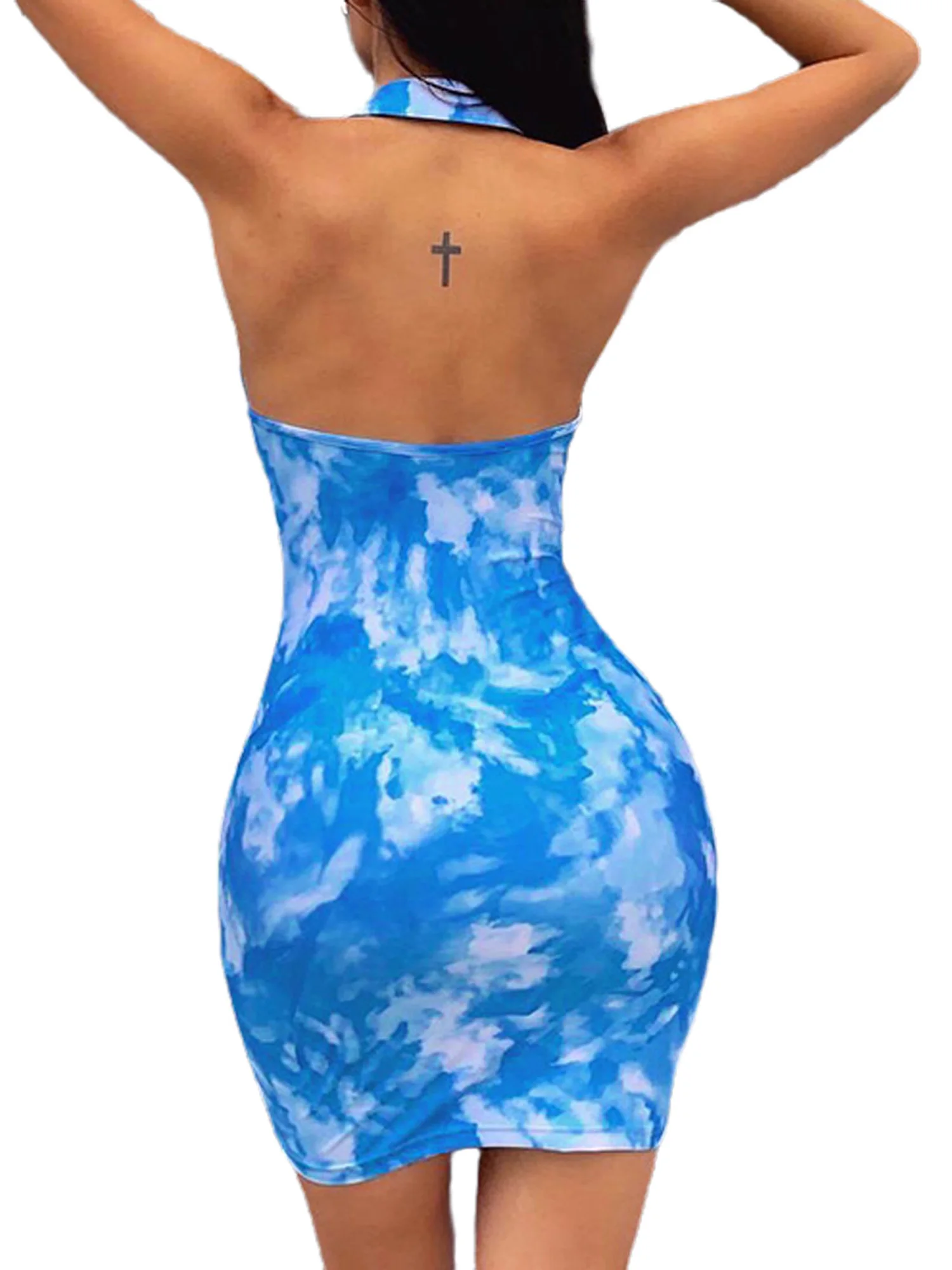 Новинка 2020 женское модное платье с лямкой на шее летнее сексуальное V образным