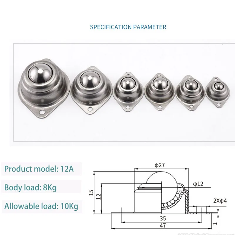 Металлический Стальной шарнирный шарик мебельное колесико универсальное