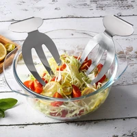 stainless steel salad fork for mixing salad pasta fruit and more on kitchen counter