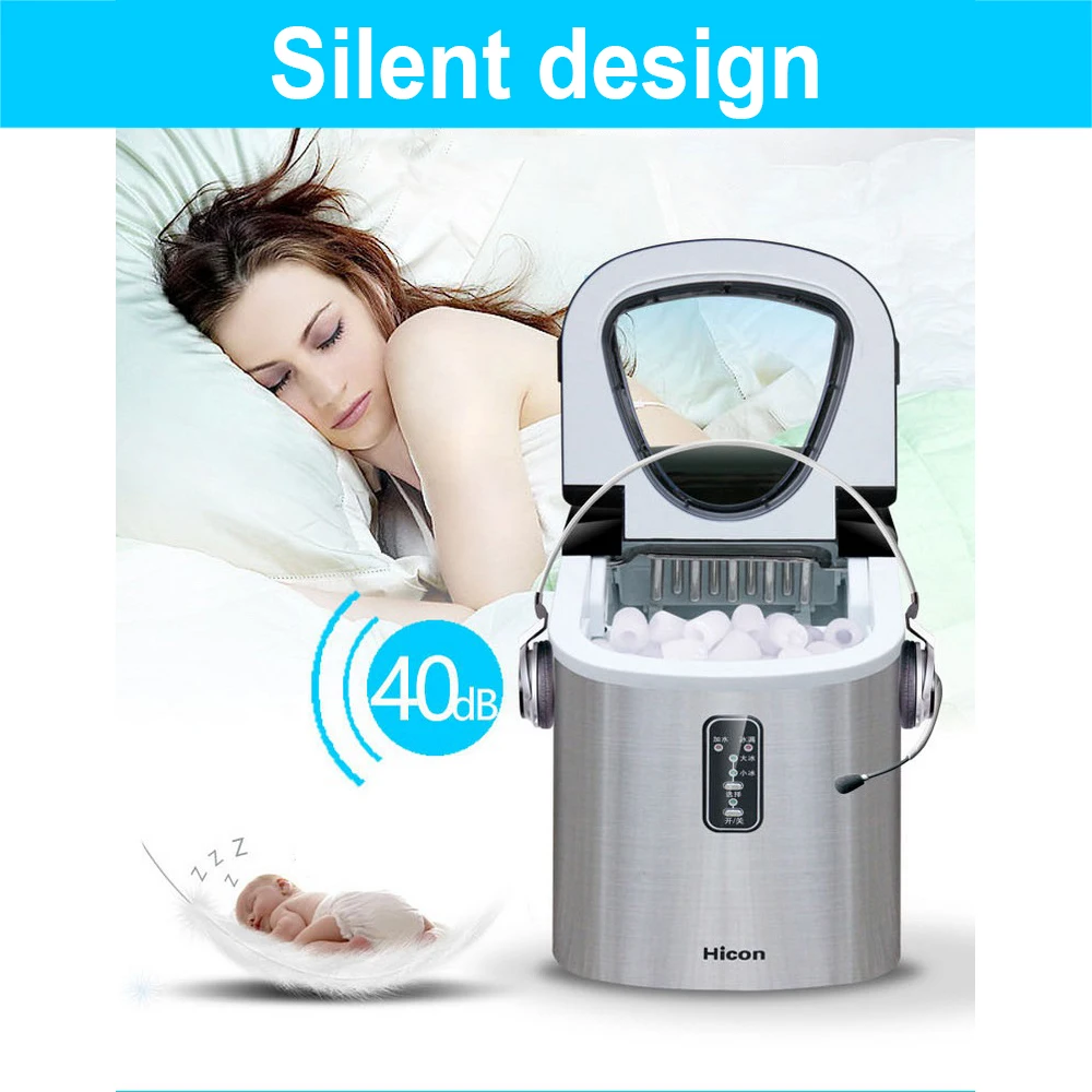 

Portable Commercial Fully Automatic Ice Maker Household Electric Bullet Round Ice Maker 12kg/24H (Coffee Bar Temilk Shop)