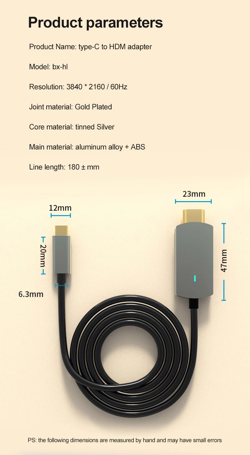 Адаптер 4K USB Type C к HDMI совместимый 60/30 Гц 1080P адаптер HD видео AV для MacBook Huawei Samsung PC
