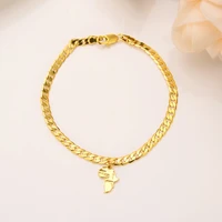 21cm gold link chain map pendant bracelets for man women gold color for pendant flat donot fade jewelry wedding party gifts