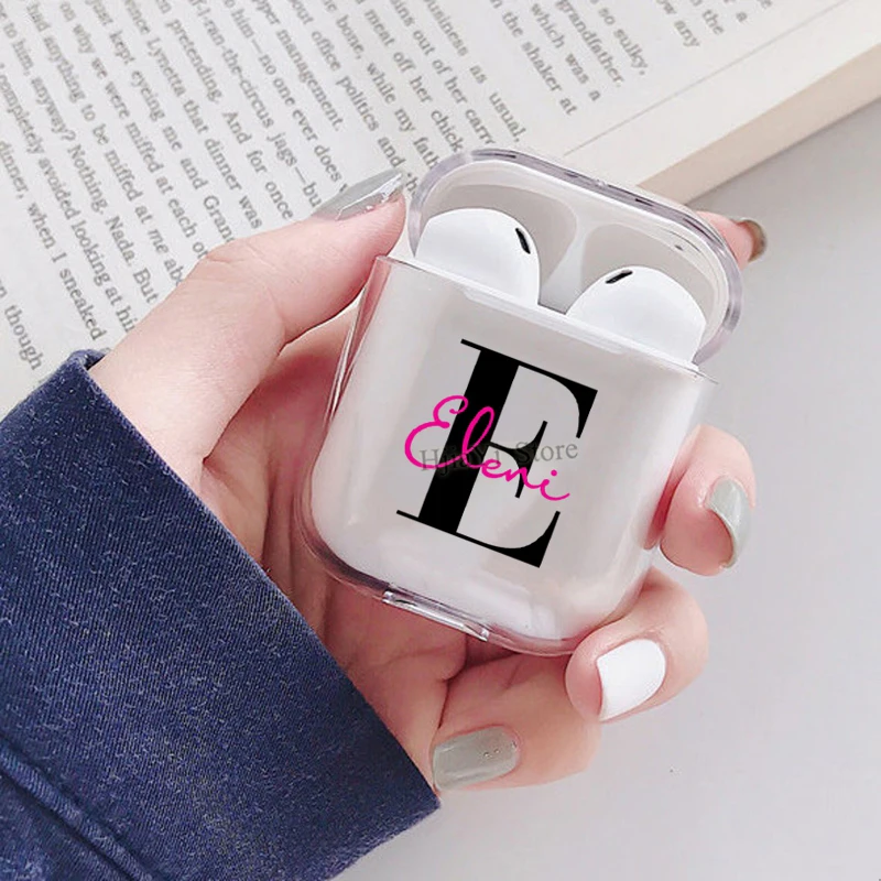 

Персонализированные Большой монограмма наушники чехол для Apple AirPods 1 2 мягкий прозрачный чехол из материала TPU для Аксессуары для Airpods
