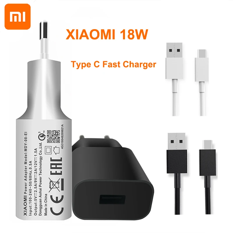 

Original Xiaomi Redmi K20 QC 3.0 18W EU Wall Fast Charger Type C For Xiaomi Redmi Note 7 8 ProMi 8 9SE Mi5 Mi9 Lite POCOPHONE F1