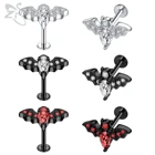 ZS 1 шт. в форме летучей мыши с фианитами кристаллами для губ и губ пирсинг 16g из нержавеющей стали для Хэллоуина искусственная кожа Хрящ Пирсинг ювелирные изделия