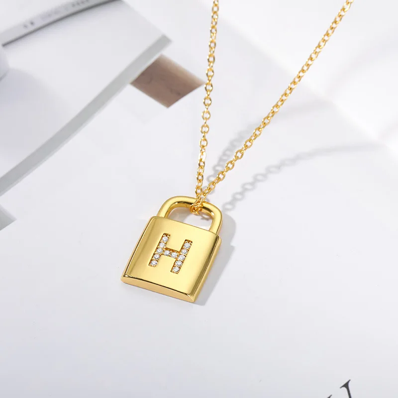 

Customized Stainless Steel Lock Necklace For Women Men Personalized Letter Pendant European and American Jewelry