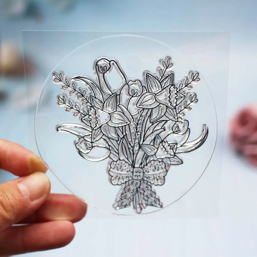 flower Стрекоза/Санта/кофе/кошка и собака прозрачные штампы для скрапбукинга DIY печать фотоальбом Декор тиснение шаблон листы - Цвет: flower