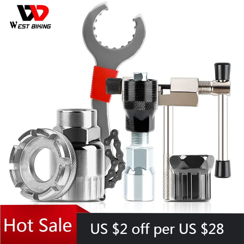 

WEST BIKING Bicycle Repair Tools Sets MTB Road Bike Chain Cutter Crank Puller Spoke Nipple Wrench Outdoor Bike Axle Remover