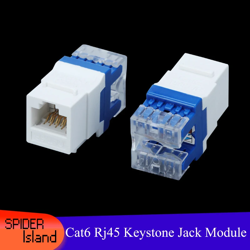 

100pcs Cat6 Keystone Jack Blue CAT6 180 Degree Network Module RJ45 Gigabit Ethernet Network Cable module rj45 Connector