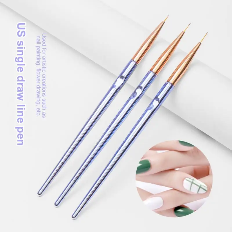 

3pcs/Set Nail Art Line Painting Pen Slim 3D Tips Acrylic UV Gel Brushes Drawing Colorful Line Grid Design Nail Manicure Tools