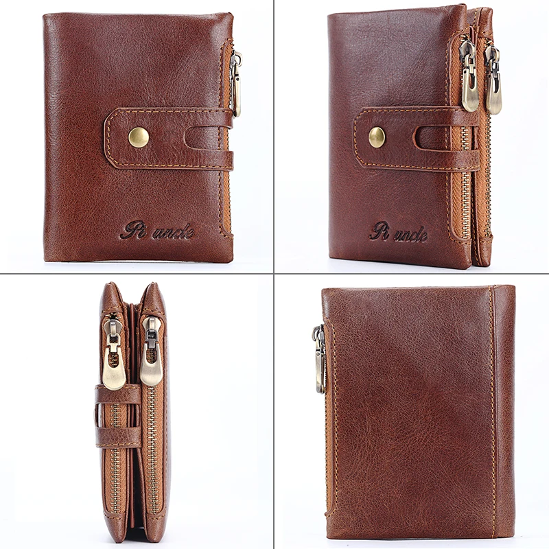 Брендовые мужские кошельки PIUNCLE Rfid Ретро стиль кожа мягкая двойная молния