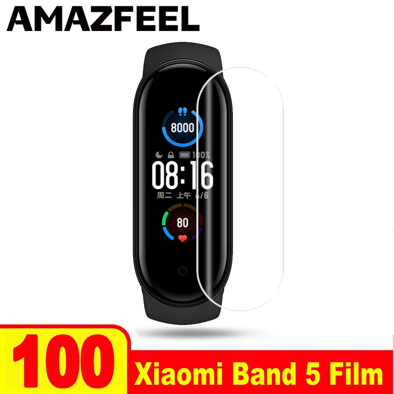 100 шт./упак. для Xiaomi Mi Band 5 Защитная пленка экрана Смарт браслет