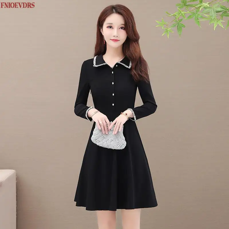 Маленькое черное платье Осень-зима 2020 базовая одежда с длинным рукавом и