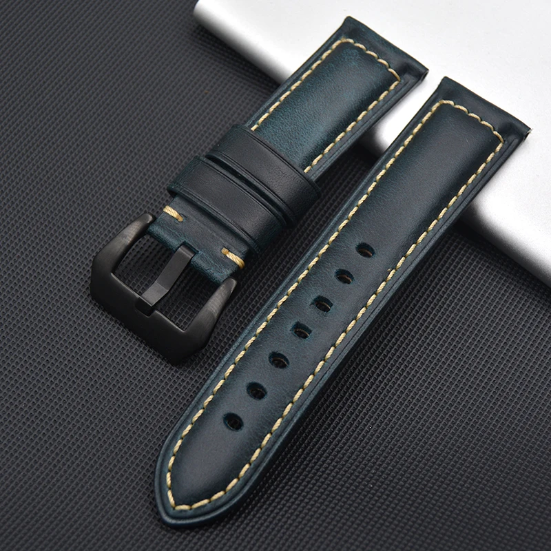 Watch Accessories Watchbands 20mm 22mm 24mm 26mm Brown Vintage Oil Wax Leather Band For Samsung Gear s3 Fossil Strap | Наручные часы