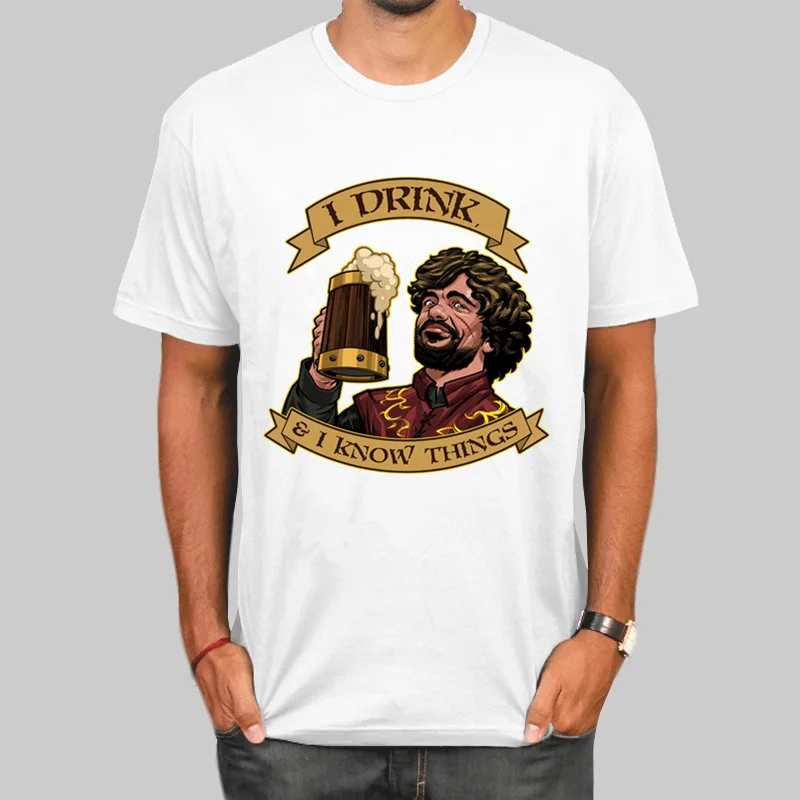 Футболки Tyrion Lannister I DRINK AND KNOW THINGS Game of Thrones летняя модная футболка с принтом