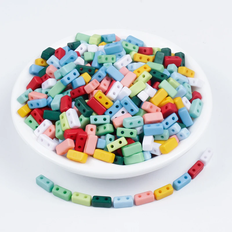 

100-300Pcs Double Hole Acrylic Letter Beads Rectangle Square Loose Beads for Diy Handmade Children's Bracelet Crafts Accessories