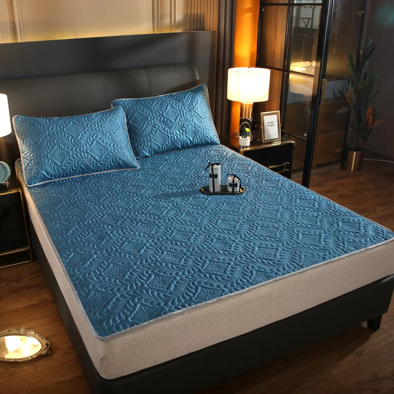 

2/3pc Viscose Fiber Mat Set Summer Cool Feeling Europ Flower Quilted Mattress Cover Bedspread Bed Sheet Pad Home Textile 150*200